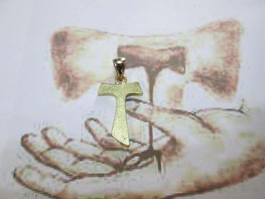 Pre-owned Artisan Tau Franciscan Cross Pendant Made Yellow Gold 18 K-  Product