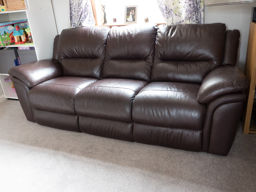 3 Seater Brown Leather Sofa Reid Furniture in Trinity, Edinburgh