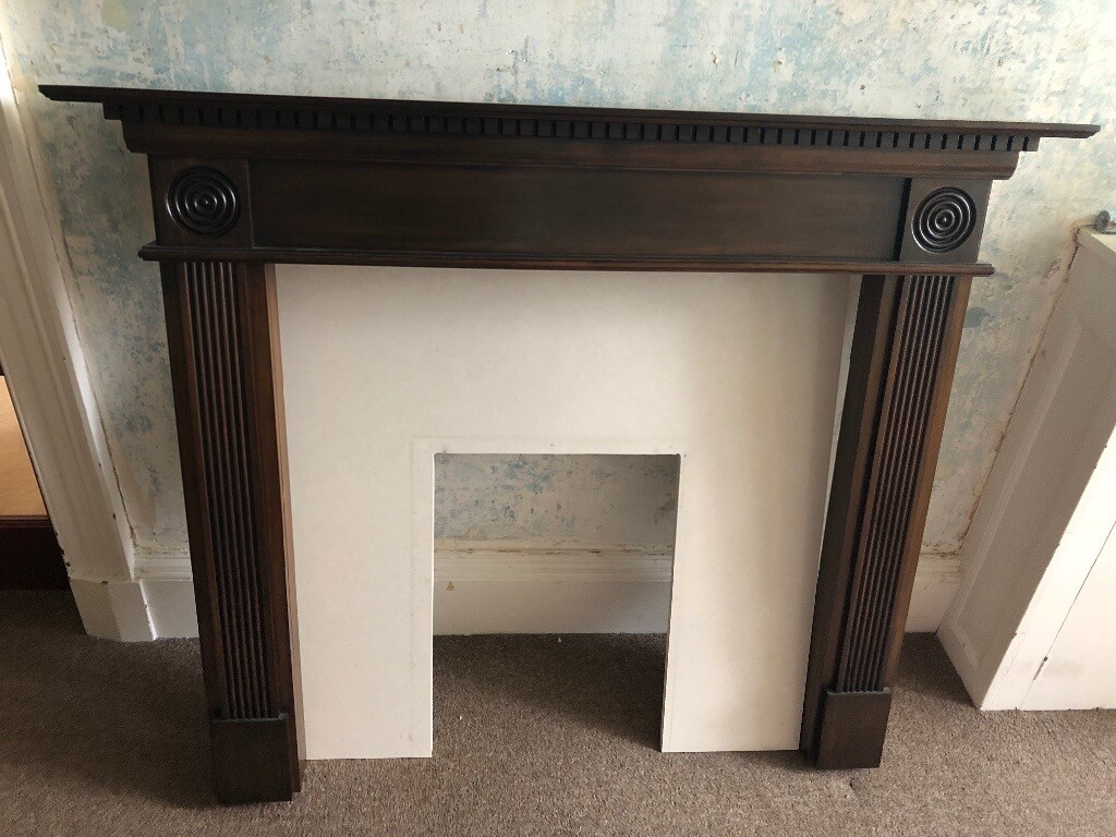 Electric fire, wooden fireplace surround w granite back panel & hearth in Saltcoats, North