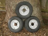 3 Trailer Wheels Complete With Tyres Size 145R10 84 82 N