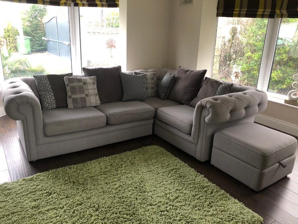 Grey Corner Chesterfield  Style  Sofa  in Ingleby Barwick 