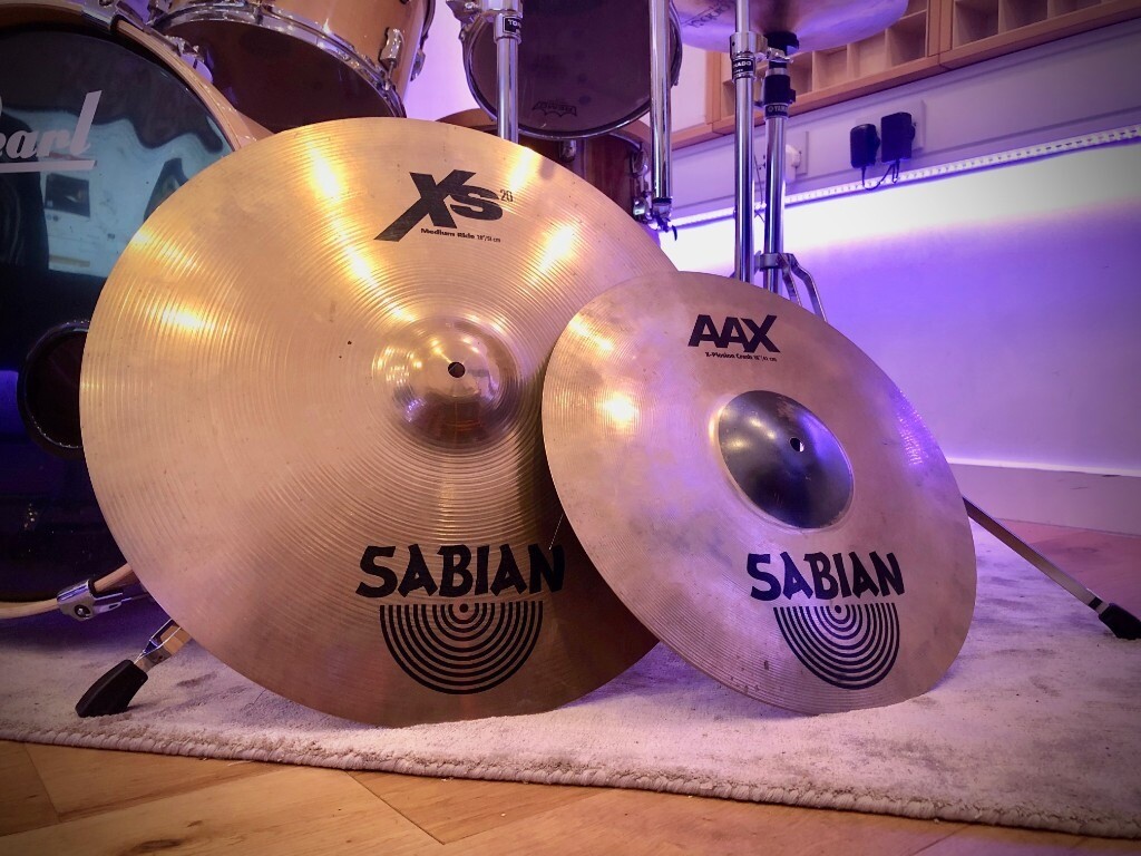 Collection of amazing used drum cymbals Sabian Ride and Crash in