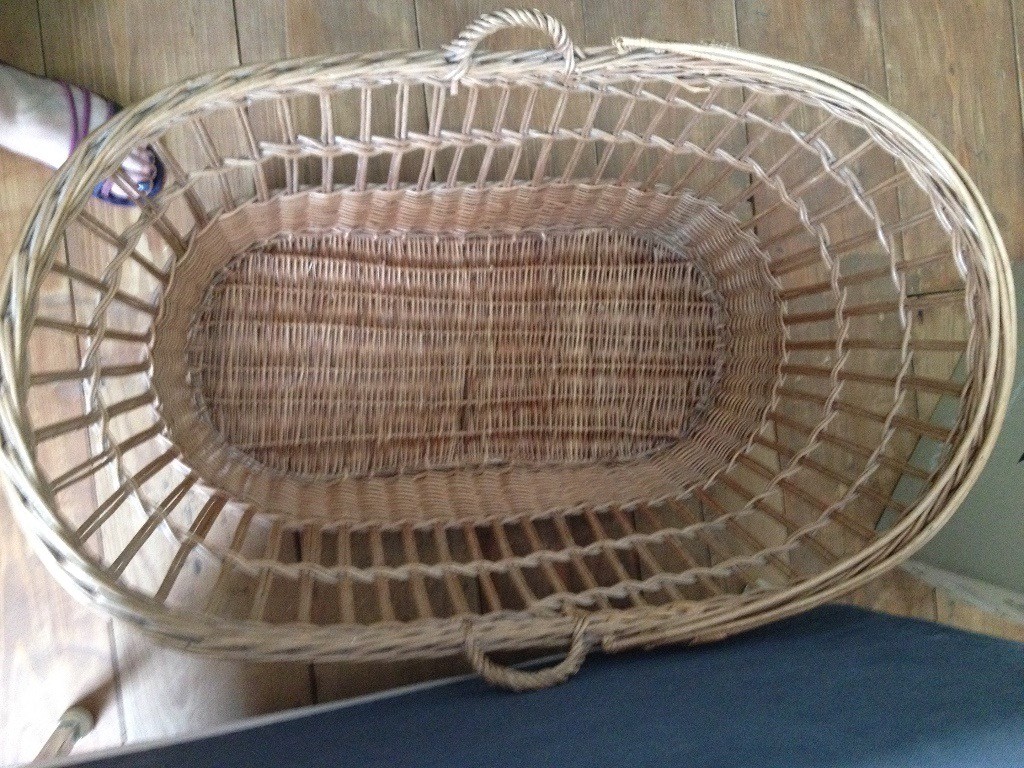Old wicker baby basket (Edwardian?) for baby use or decor in
