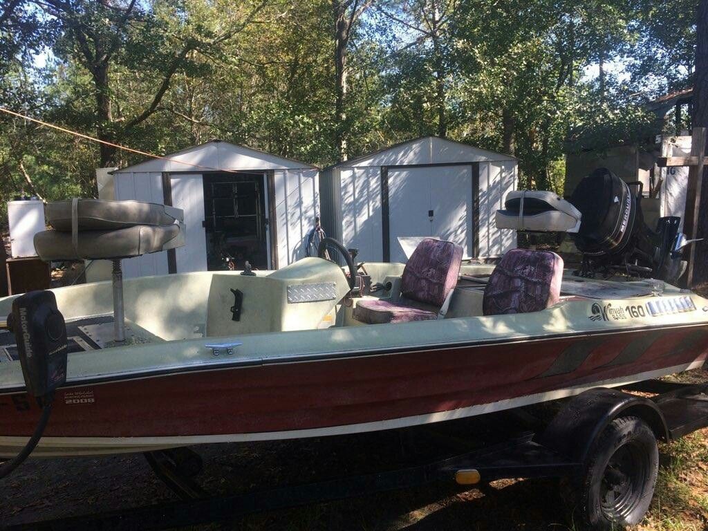 1985 Winyah 160 Bass Boat 15'8", 1986 Mercury 75ph Motor and trailer