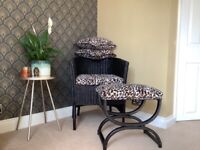 Lloyd Loom style chair & footstool set 