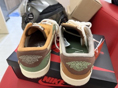 【Jordan 1 x Zion Williamson】Retro Low OG Flax Oil Green Nike Jordan 1 x Zion Williamson Low OG Flax and Oil Green