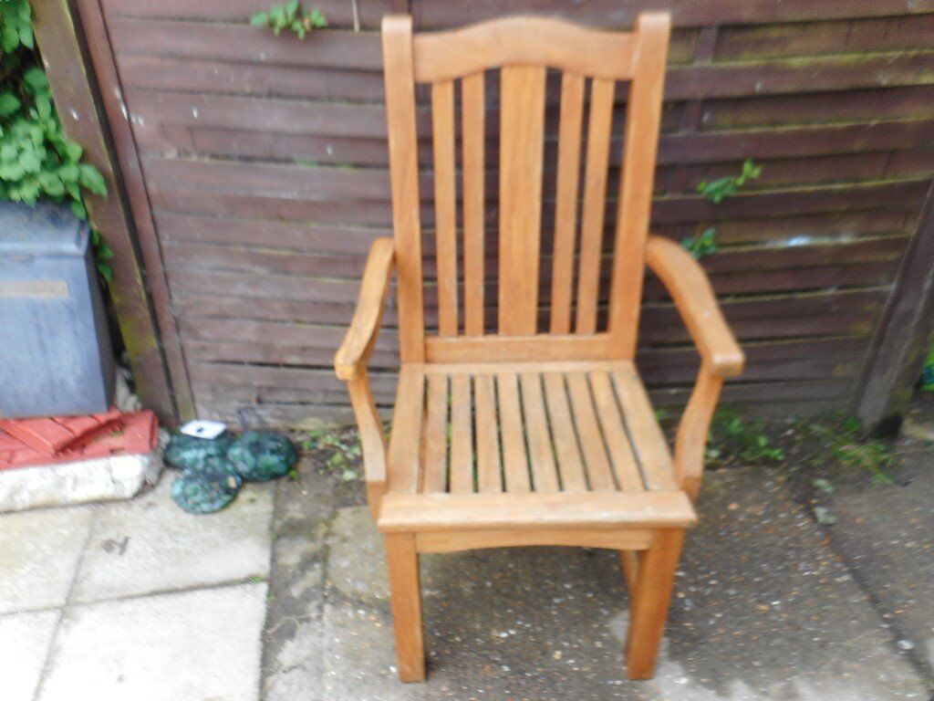heavy wooden garden chair with arms in Cambridge