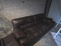 Brown leather sofa. Free to collect 