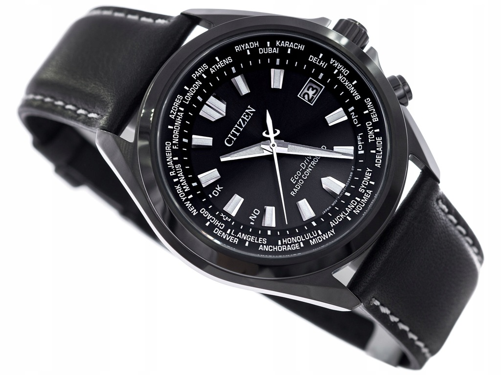 Pre-owned Citizen Radio Controlled Sapphire Cb0225-14e World Time Black Dial Men's Watch