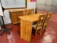 Solid oak extending dining table & chairs * free furniture delivery *