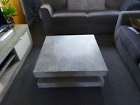 2 x 3 seater dfs sofa grey Wayfair wall unit ,coffee table, tv unit and dining table and 4 cbairs