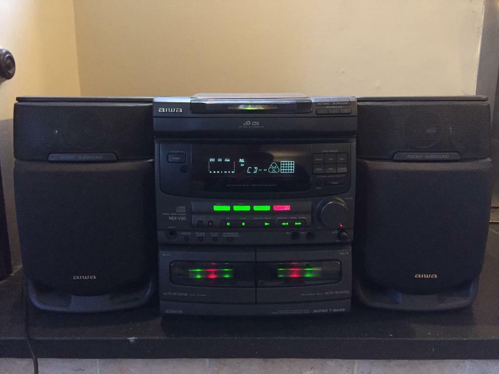 Aiwa stereo system three CDs, dual tape deck, radio in Sevenoaks