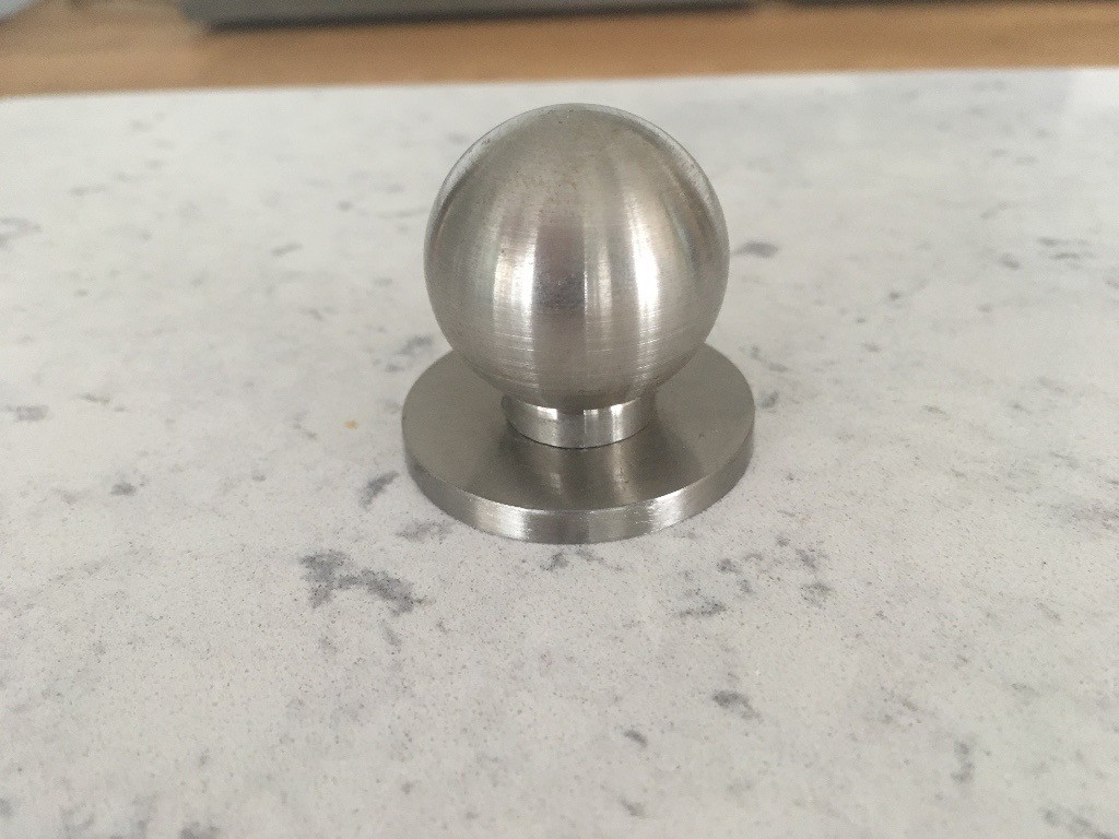 Brushed steel kitchen unit door knobs with backplate. 30 available in