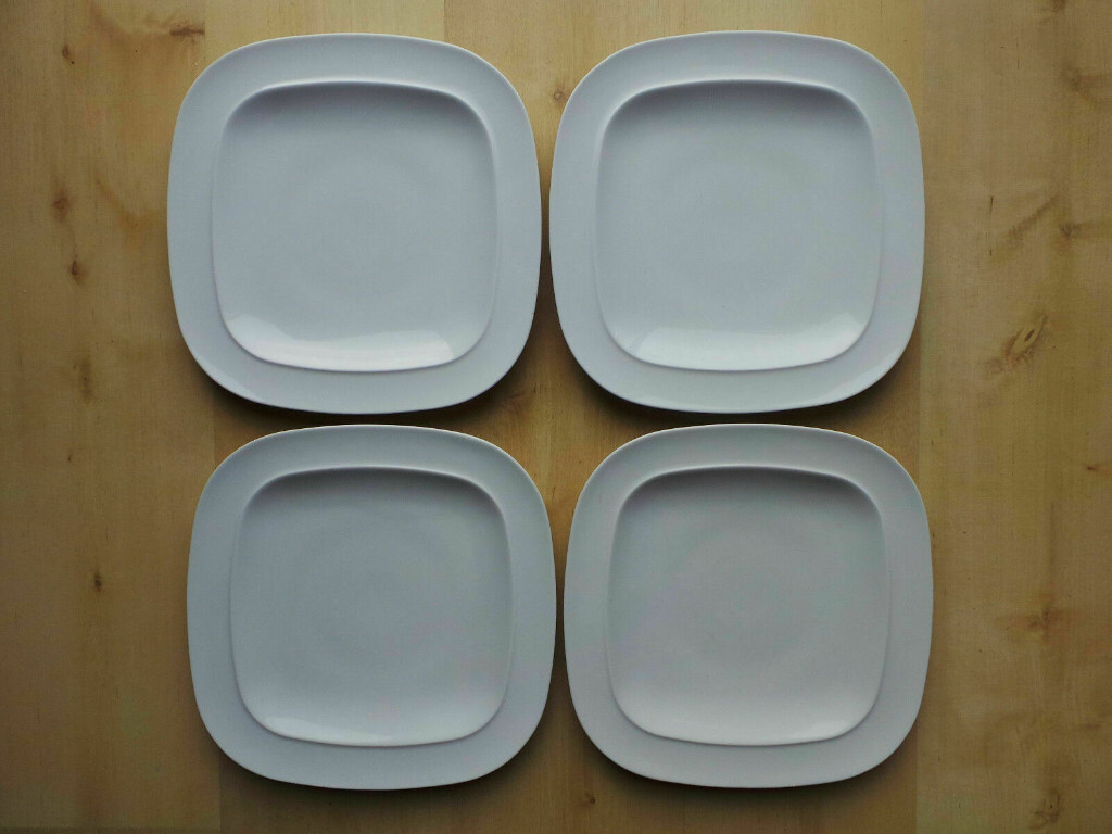 DENBY WHITE SQUARES 29cm DINNER PLATES X4 in North Anston, South
