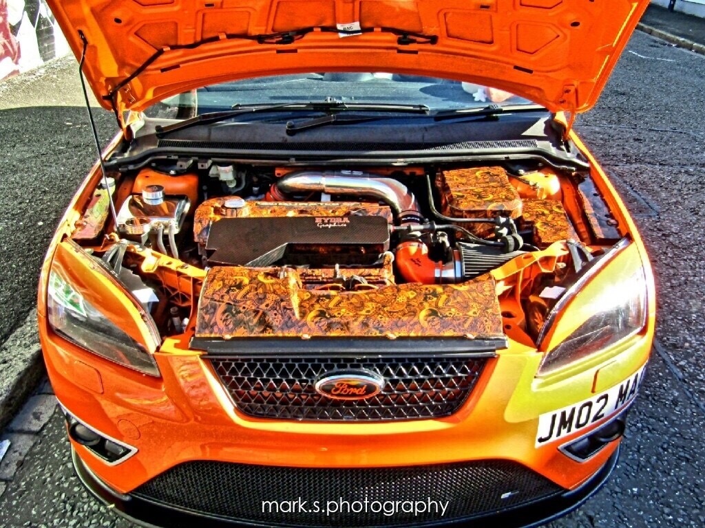 Ford Focus ST engine covers plastics hydro dipped show car RS in