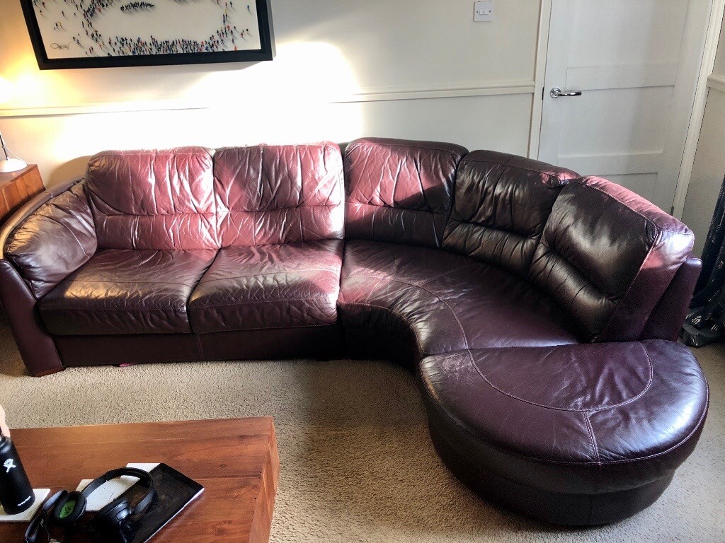 Genuine leather corner settee In good condition in Norwich, Norfolk