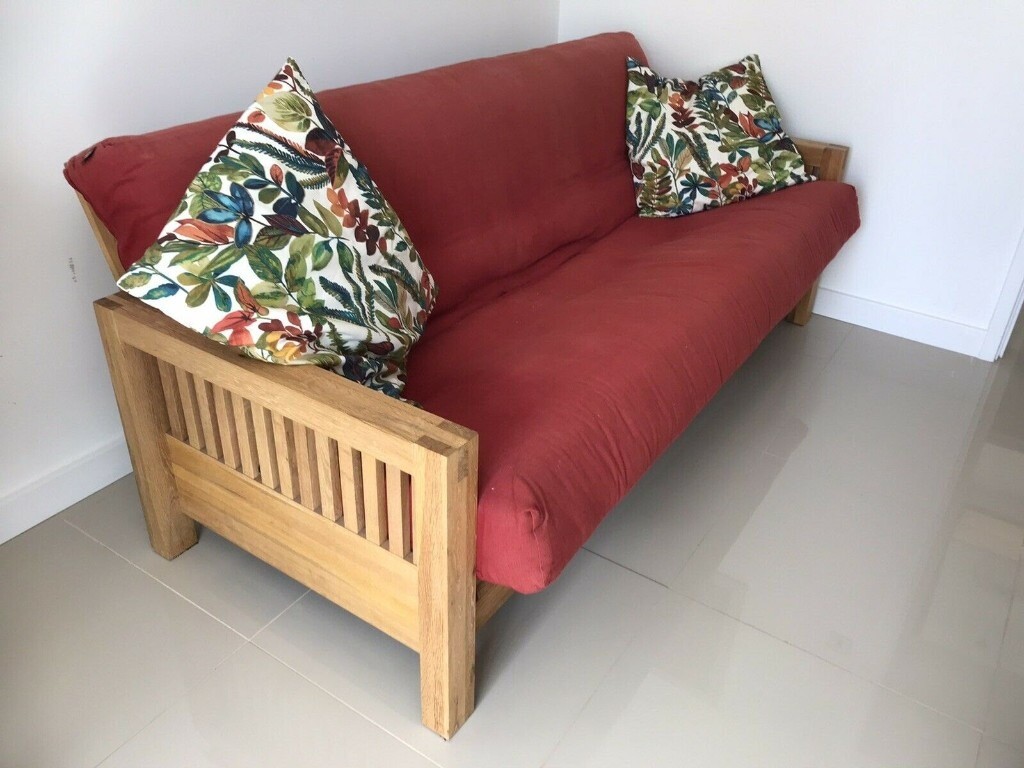 Delivery Oke futon company okke solid oak 3 seat toprange mattress sofa