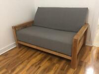 Solid oak 2 Oke Futon Company sofa beds, 2 and 3 seater, like new, can deliver