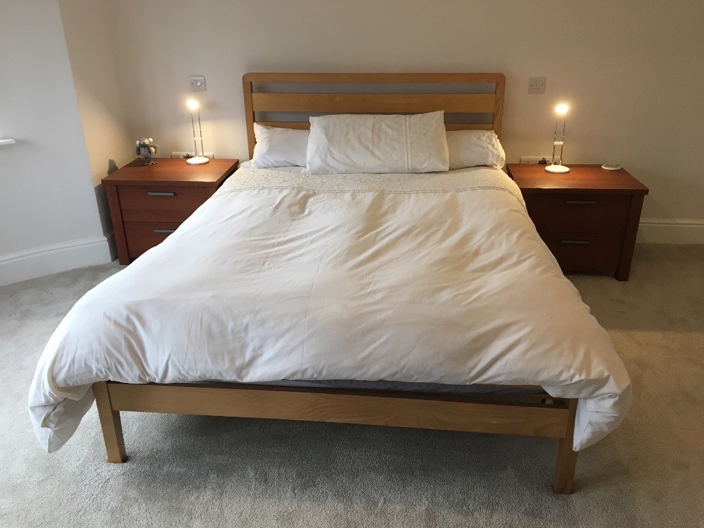 Wooden double bed frame & mattress for sale in Donegall Road, Belfast