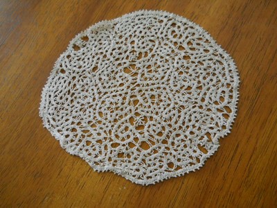Matching Set of 5 Light Tan Round Doilies- One 6