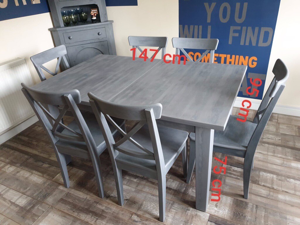 Vintage grey dining table and 6 chairs in AshtonunderLyne