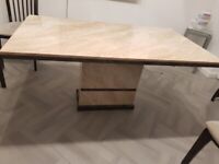 Large Marble Effect Dining Table & 6 highback chairs