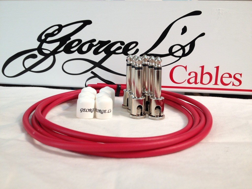 George L's 155 Guitar Pedal Board Cable Kit .155 Red / White / Nickel - 6/6/6