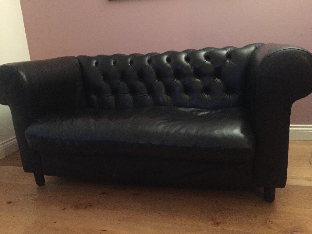 Habitat Chesterfield Black Leather Sofa in Oxford, Oxfordshire Gumtree