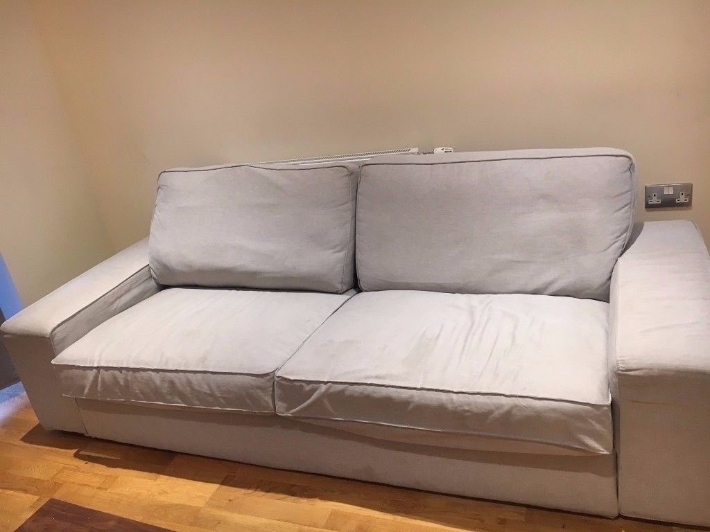 IKEA KIVIK 3 SEATER SOFA RAMNA LIGHT GREY GOOD CONDITION ...