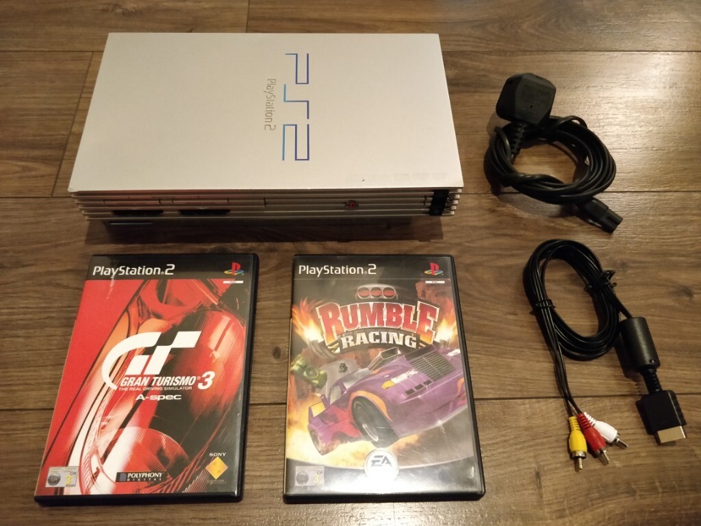PlayStation 2 Console, Cables & 2 Games in Leicester, Leicestershire