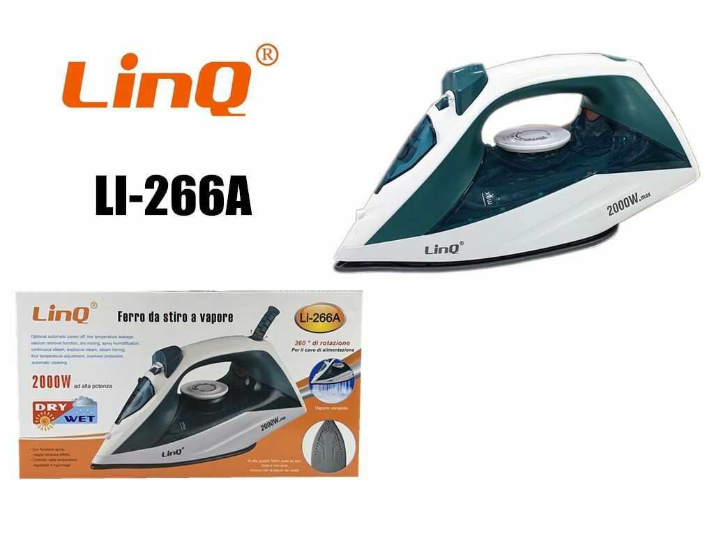 Ferro da Stiro a Vapore Steam Iron 2000W 200ml Linq Li-266A