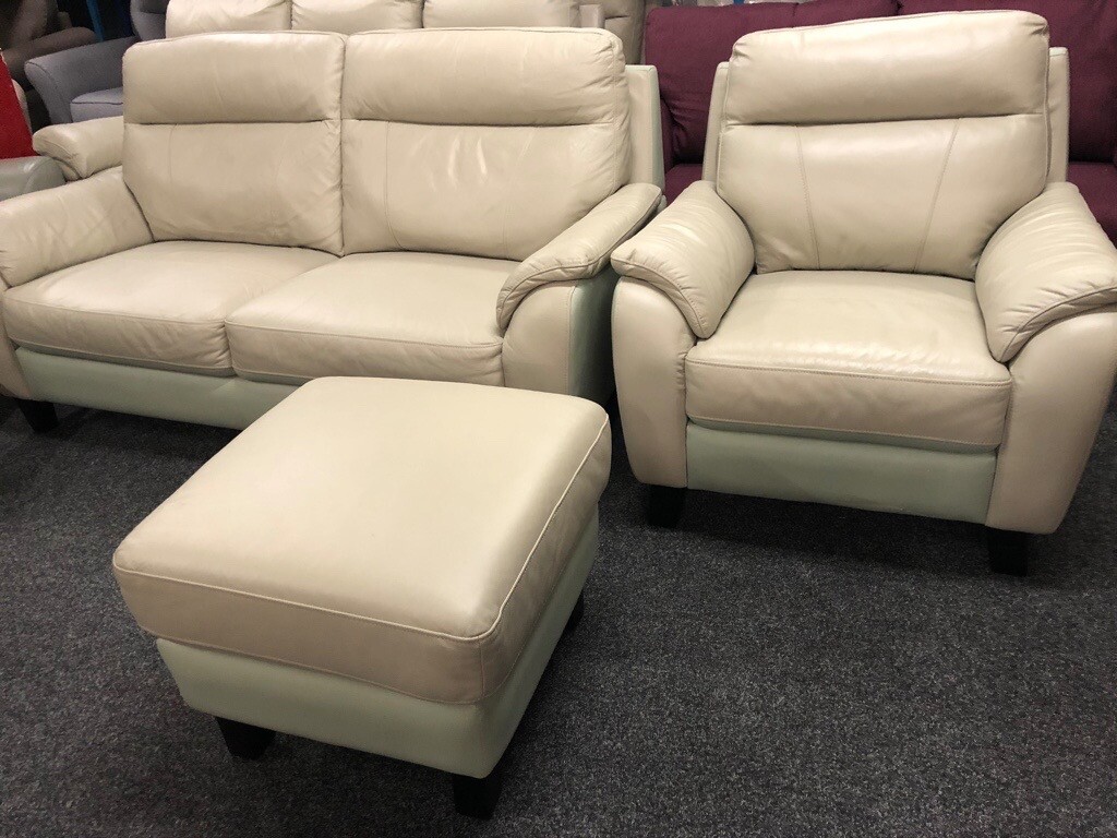 NEW EX DISPLAY SOFOLOGY MOWSON LEATHER 3 + 1 SEATER SOFAS SOFA