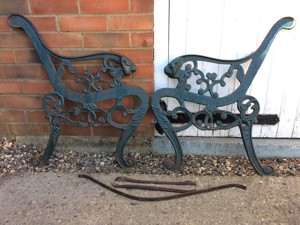 Cast Iron Bench Ends Lion Head Arm Rest Garden Patio Seat