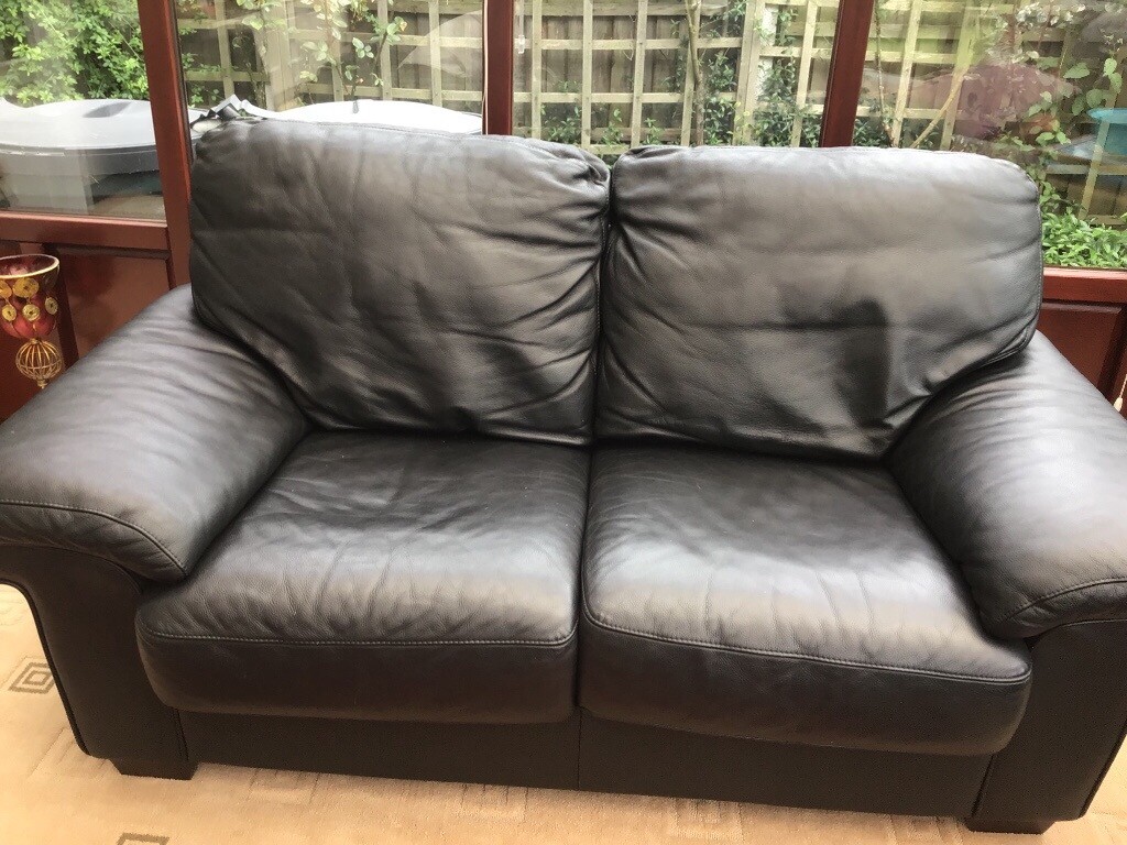 2 Black leather DFS sofas in Worksop, Nottinghamshire Gumtree
