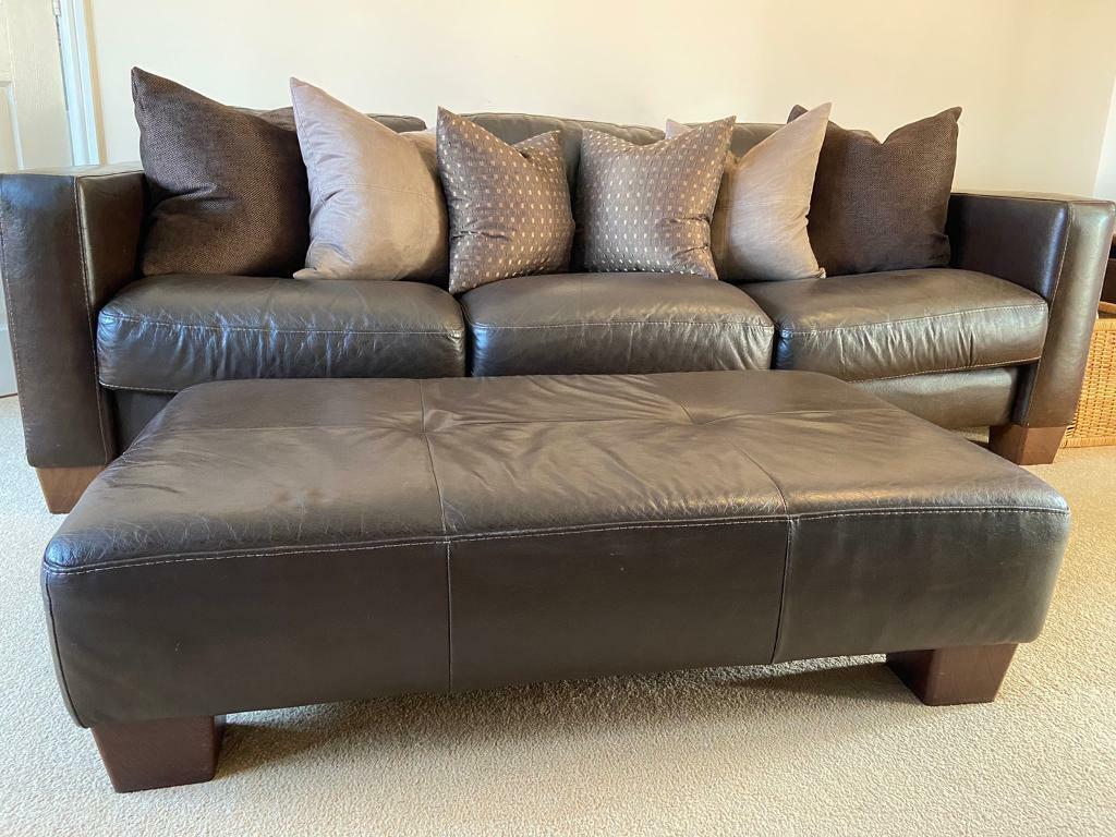 DFS Italian dark brown leather sofa set in StokeonTrent