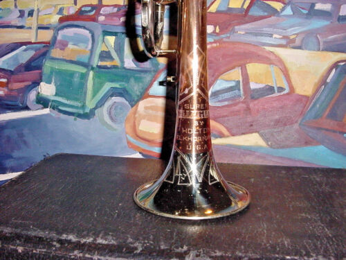 VINTAGE HOLTON CORNET SUPER COLLEGIATE SILVER BRASS AND COPRION BELL 1958