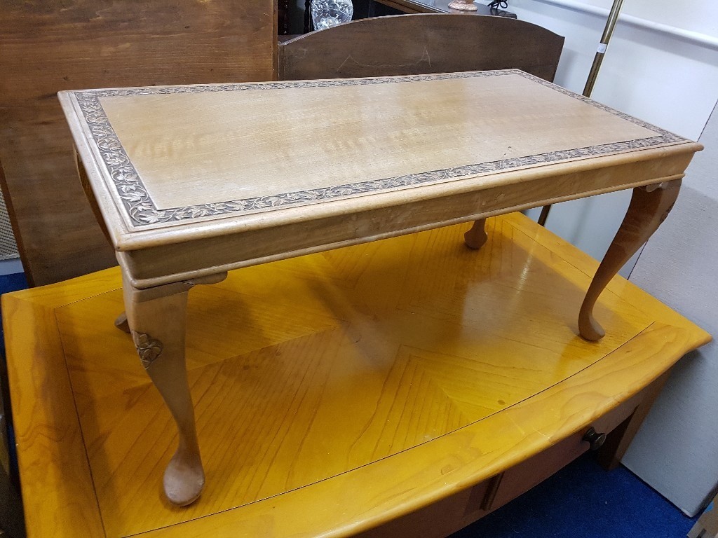 Ornate Carved Coffee Table with Cabriole Legs in Motherwell, North