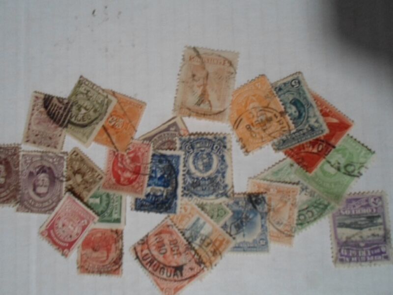 Collection lot 25 different very old stamps of Uruguay - all pre 1923