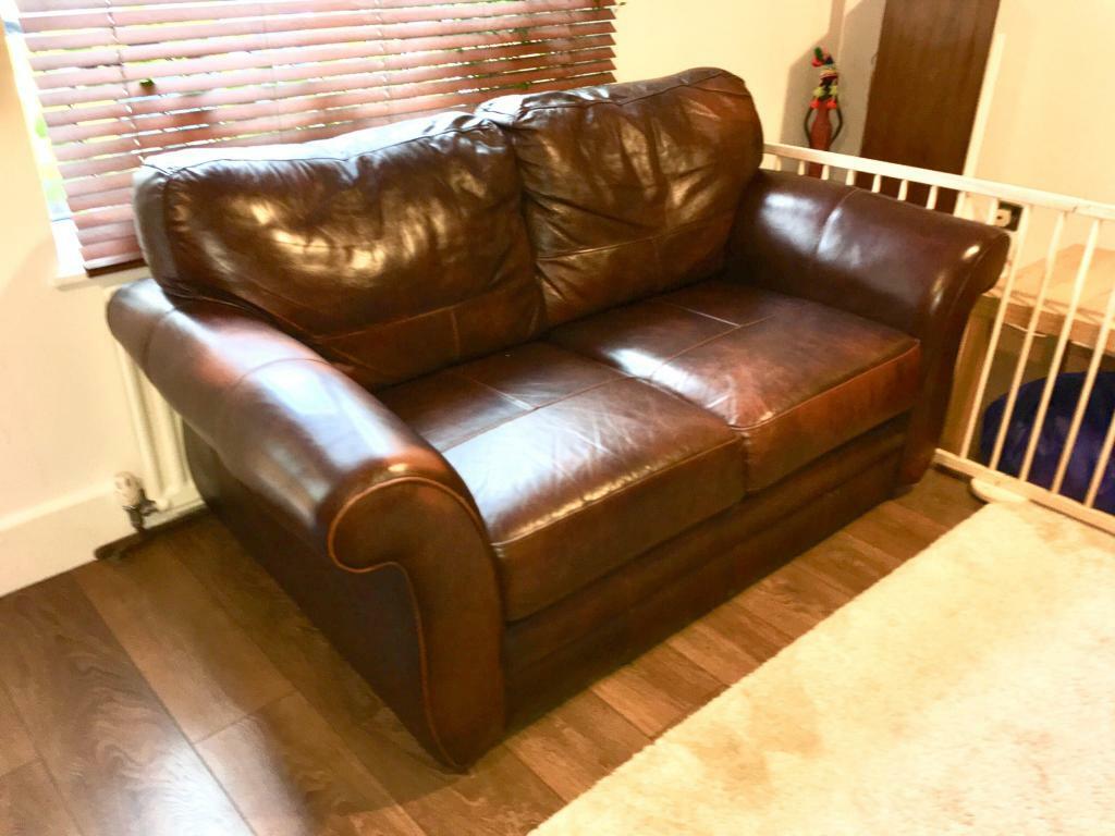 Two seater brown leather sofa in Milton Keynes, Buckinghamshire Gumtree