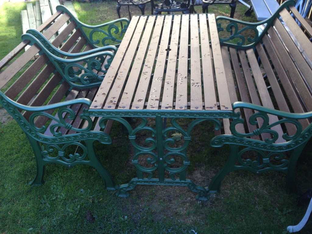 Fleur De Lis Cast Iron Motif Garden Furniture Set Bench 2 ...