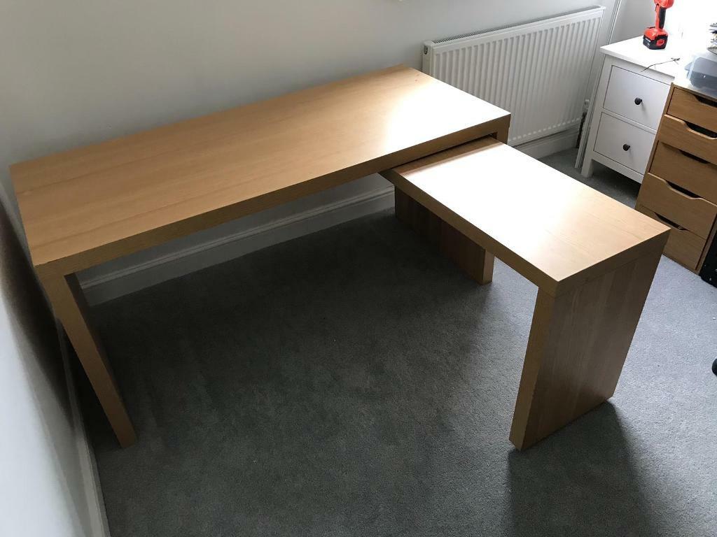 Malm oak Ikea desk with pullout section in Downend, Bristol Gumtree
