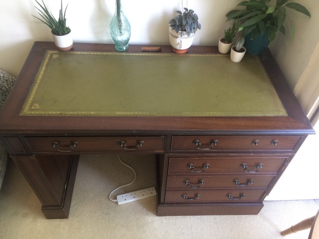Solid Wood Antique Desk with Leather Top in Clifton, Bristol Gumtree
