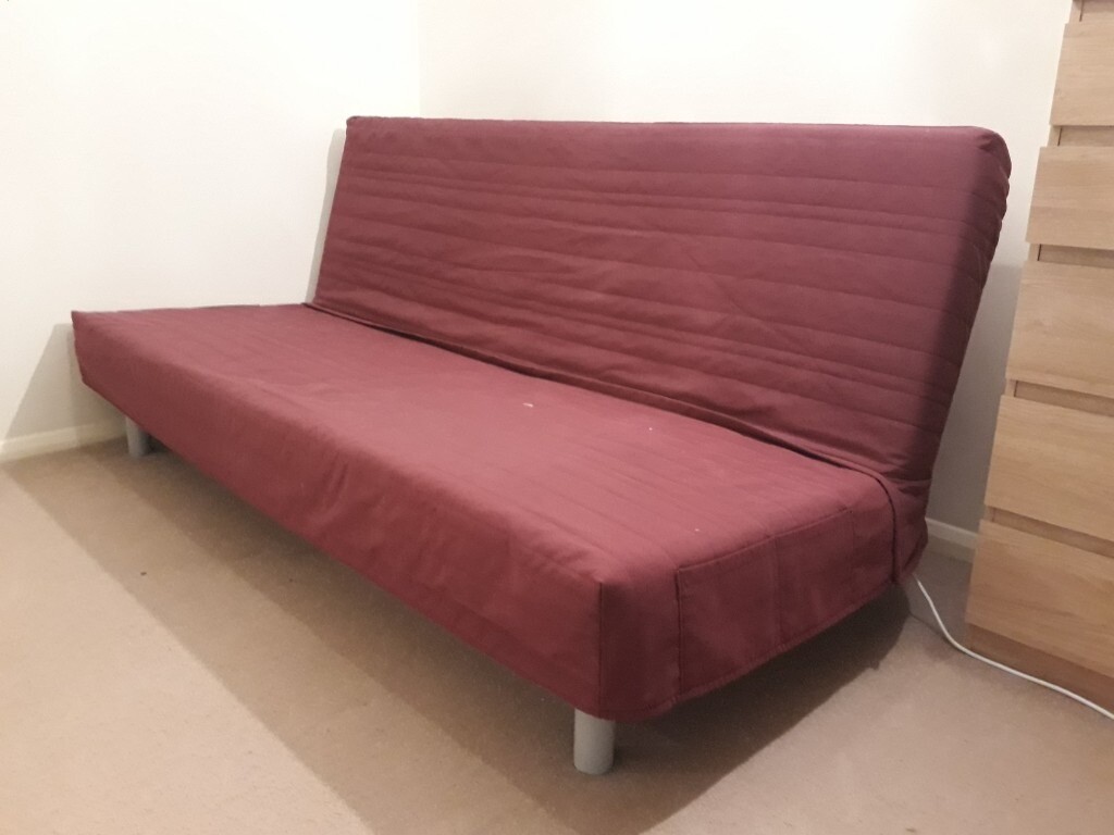 IKEA sofabed, 140 x 200 cm, under bed storage box, removable purple cover with side pockets