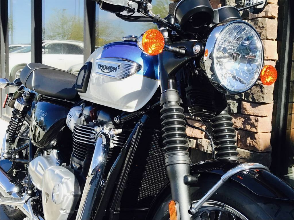 2019 Triumph Bonneville T100 Fusion White and Aegean Blue ...