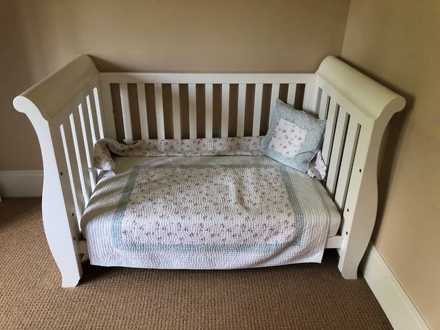 Boori White Sleigh Cotbed Changing Table Dresser And Wardrobe