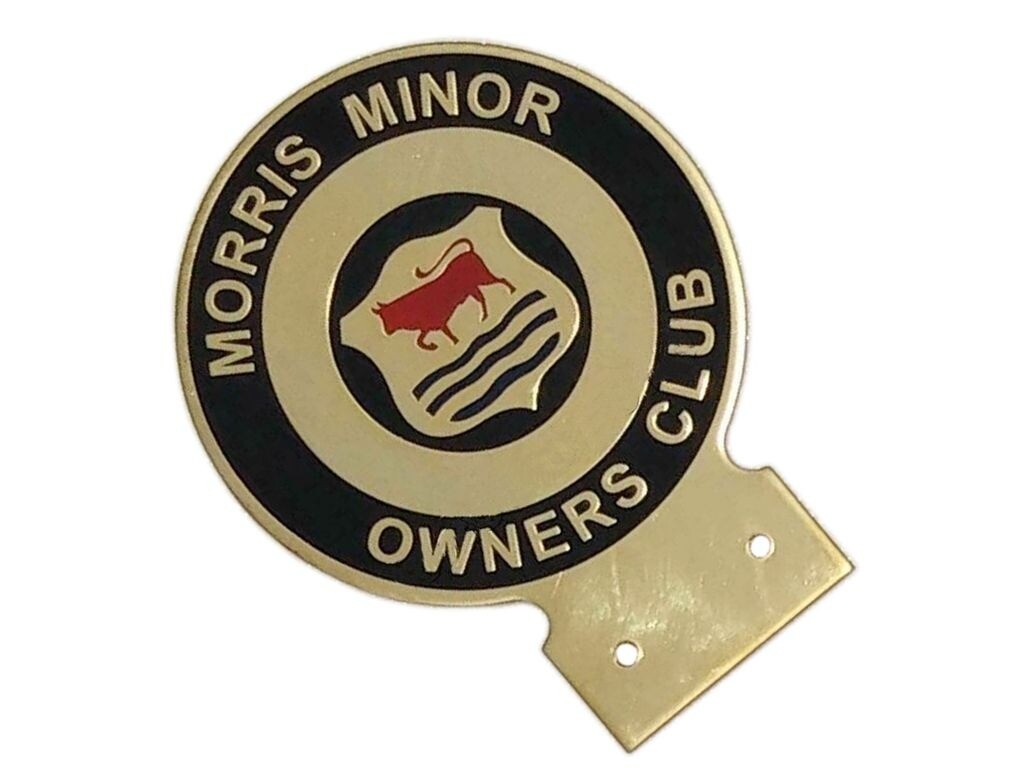 Vintage Morris Minor Owners Car Club Heavy Brass Enamel Front Grill Badge  