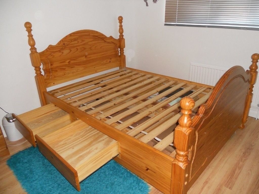 Heavy Duty Solid Pine Double Bed with Drawers in Norwich, Norfolk