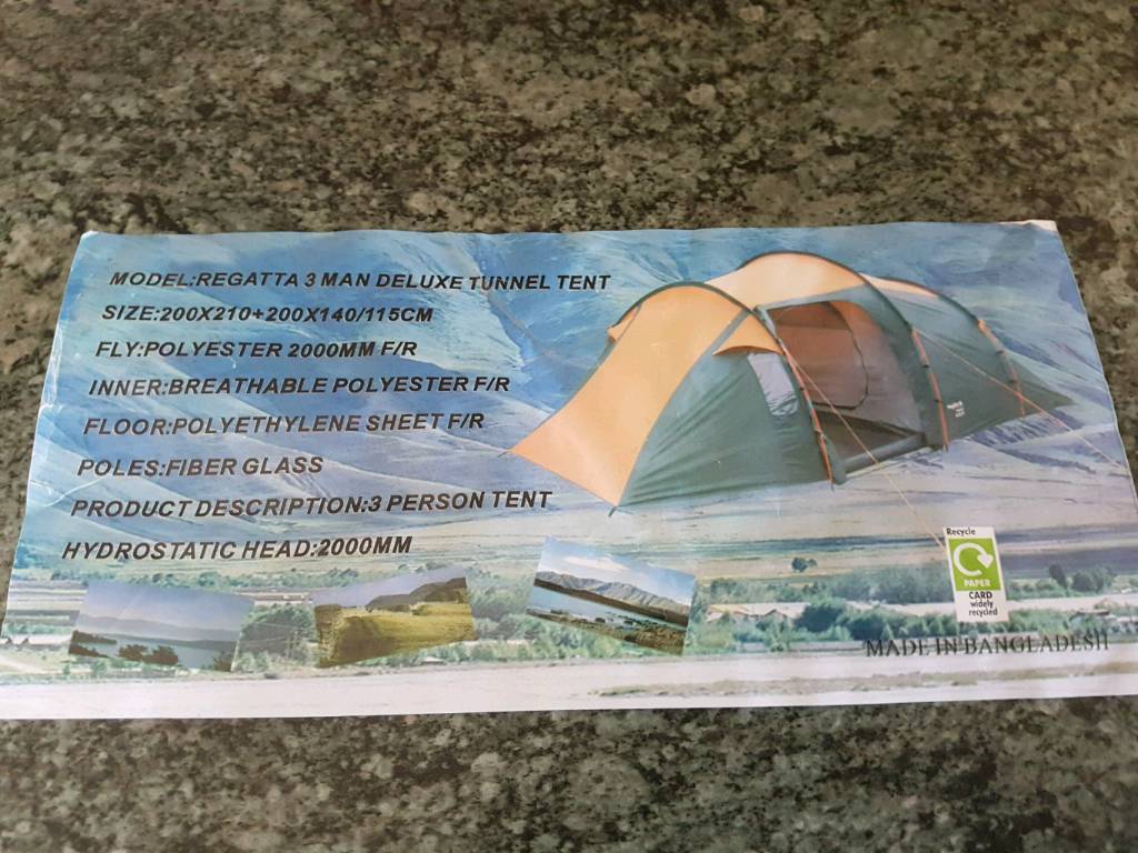 regatta 3 man deluxe tunnel tent regatta 3 man deluxe tunnel tent