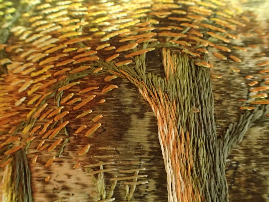 Vintage Japanese Silk Embroidery Needlepoint Landscape with Sheep Framed 11x14