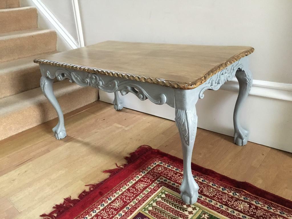 Vintage shabby chic carved clawfoot coffee table | in ...